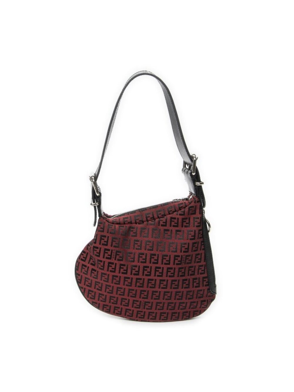 Fendi Oyster Hobo Red Black Zucchino Canvas
